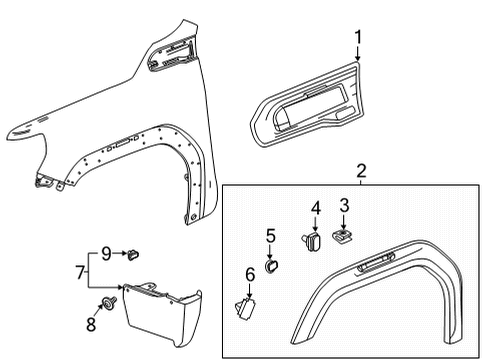 2025 GMC Sierra 3500 HD Exterior Trim - Fender Diagram