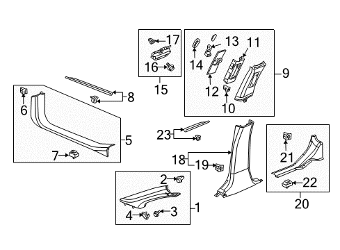 2011 Cadillac STS Interior Trim - Pillars Diagram