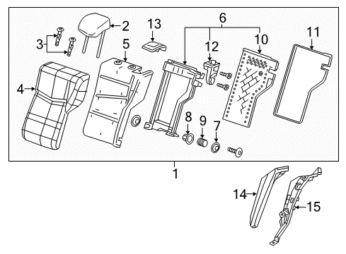 2015 Cadillac ATS Seat Back Cover, Black, Rear Diagram for 23258317