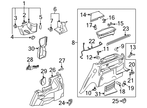 2009 Cadillac SRX Tie Down Hook Diagram for 25764204