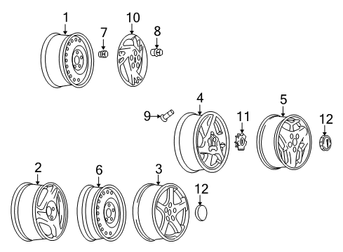 2004 Pontiac Aztek Wheel Covers & Trim Diagram