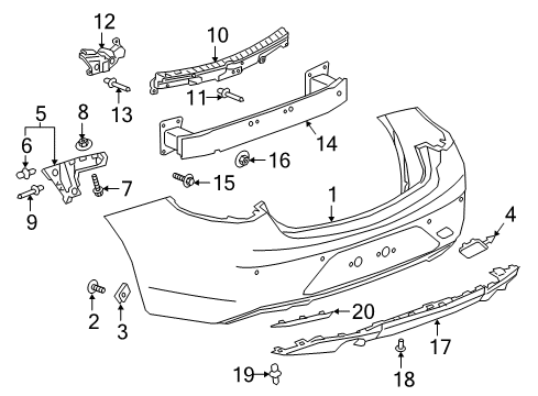 2019 Buick Regal Sportback Bumper Cover, Rear Diagram for 39145312