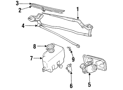 1998 Chevy Tracker Wiper & Washer Components Diagram 2 - Thumbnail