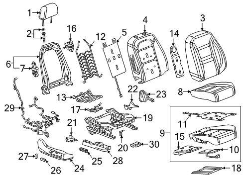 Seat Back Frame, Front Diagram for 84742046