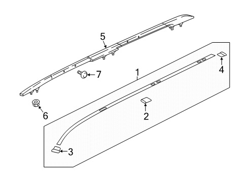 2024 Chevy Traverse Roof Molding Front Cap, Passenger Side Diagram for 84019259