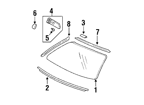 1998 Pontiac Grand Am Windshield Spacer Diagram for 22595604
