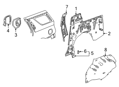2024 Chevy Suburban Inner Components - Quarter Panel Diagram