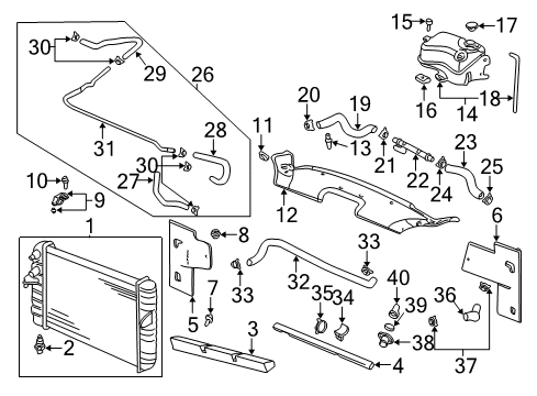 2000 Cadillac DeVille Radiator Mount Diagram for 25727687
