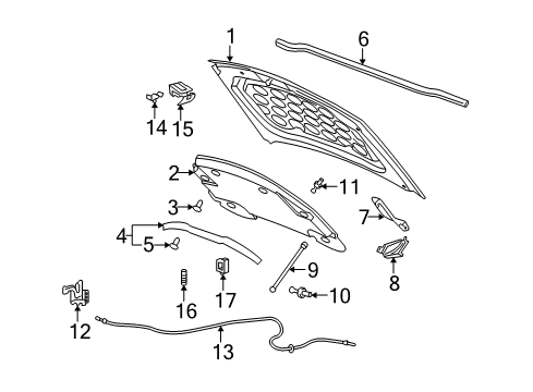2009 Cadillac SRX Hood & Components Diagram