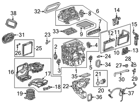2024 GMC Hummer EV SUV A/C Evaporator & Heater Components Diagram