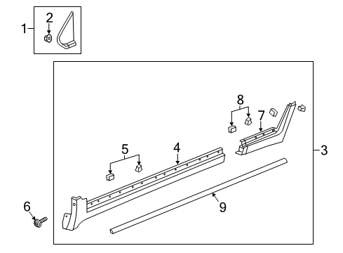 2019 Chevy Trax Exterior Trim - Pillars Diagram