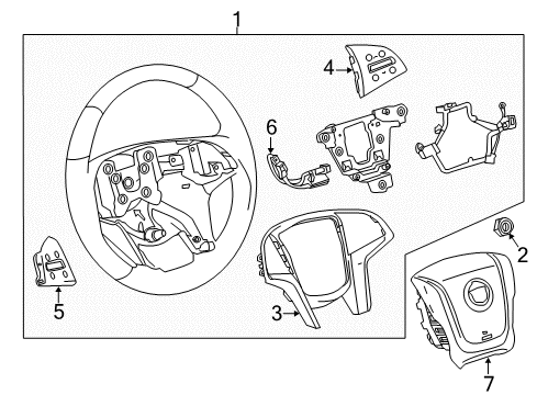 2020 Cadillac Escalade ESV Steering Wheel & Trim Diagram
