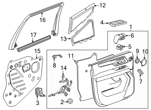2025 Chevy Suburban Interior Trim - Rear Door Diagram