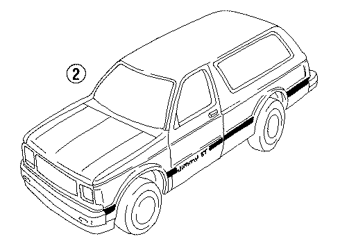 1991 Chevy S10 Blazer Stripe Tape, Rear Diagram for 15693916