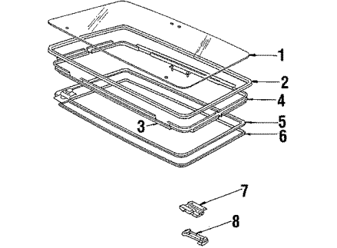 1987 Cadillac Cimarron Glass - Roof & Back Diagram 2 - Thumbnail