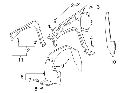 2001 Pontiac Aztek Wheel Opening Molding Diagram for 88980061