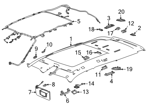 2025 Cadillac ESCALADE IQ Interior Trim - Roof Diagram