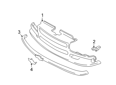 2002 Chevy S10 Grille & Components Diagram