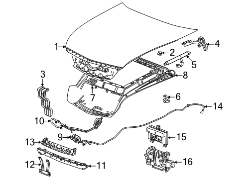 2025 Cadillac ESCALADE IQ Hood & Components Diagram