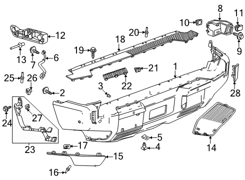 2024 GMC Hummer EV SUV Bumper & Components - Rear Diagram