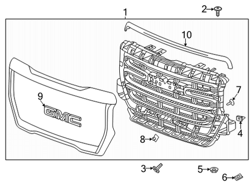 2022 GMC Canyon Grille & Components Diagram 2 - Thumbnail