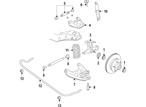 2002 GMC Savana 3500 Front Suspension Components Diagram