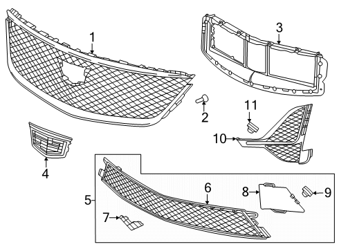 2024 Cadillac CT5 Grille & Components Diagram 3 - Thumbnail