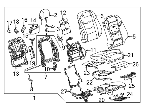 2014 Cadillac ELR Cushion Cover, Black, Front Diagram for 22979480