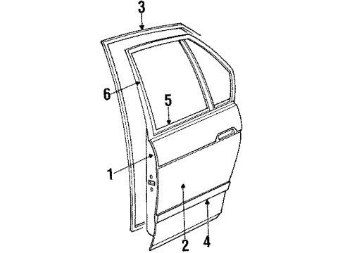 1992 Pontiac Grand Prix Exterior Trim - Rear Door Diagram