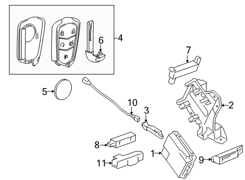 2018 Cadillac CTS Antenna Bracket Diagram for 22966415