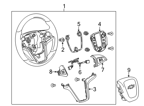 2012 Chevy Camaro Steering Wheel, Black; Orange Stitch Diagram for 22790899
