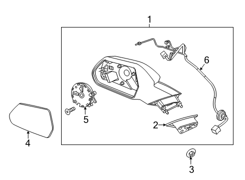2020 Chevy Camaro Mirror Assembly Gasket, Rear Driver Side Diagram for 84784509
