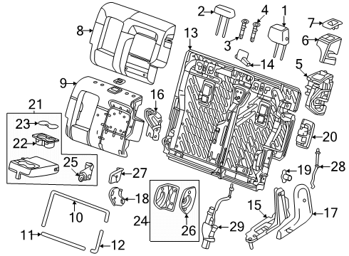 2025 GMC Hummer EV SUV Rear Seat Components Diagram 3 - Thumbnail