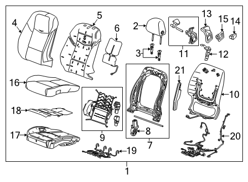 2017 Cadillac ATS Driver Seat Components Diagram 3 - Thumbnail