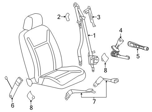 2010 Chevy Impala Outer Buckle, Driver Side Diagram for 19257745
