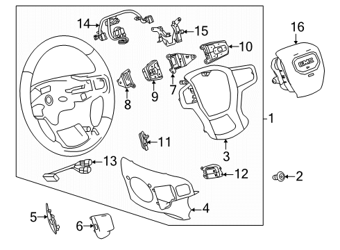 2024 GMC Sierra 2500 HD Steering Wheel Diagram for 85594279