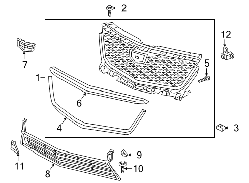 2025 Cadillac XT6 Grille & Components Diagram 2 - Thumbnail