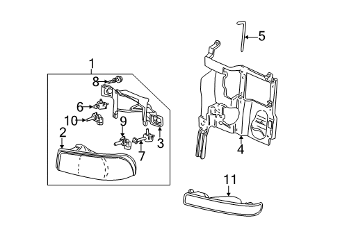 2003 GMC Yukon Headlamp Components Diagram 2 - Thumbnail