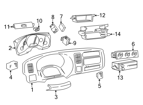 2002 GMC Savana 3500 A/C & Heater Control Units Diagram