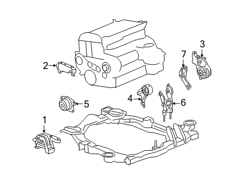 2004 Chevy Malibu Transmission Mount, Green Line Diagram for 22681065