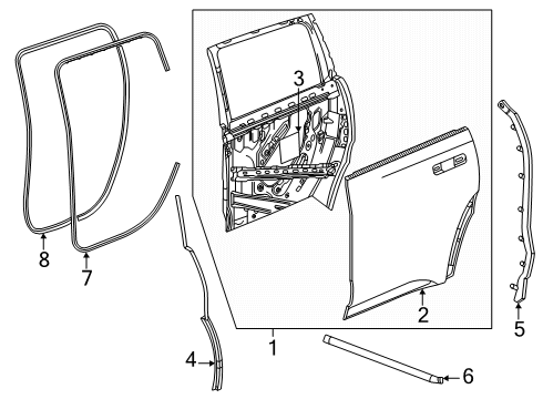 2025 Cadillac ESCALADE IQ Weatherstrip, Door Weatherstrip Diagram for 85732929