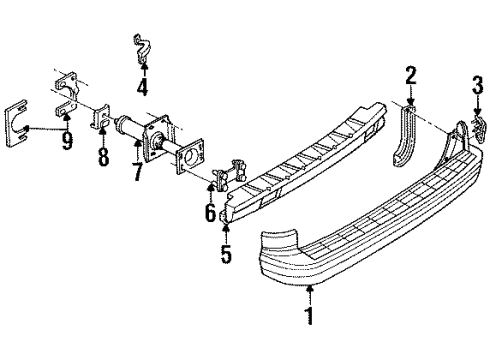 1992 Chevy Caprice Bumper & Components - Rear Diagram 2 - Thumbnail
