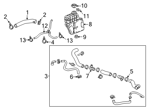 2018 Chevy Camaro Lower Hose Clamp Diagram for 11547957