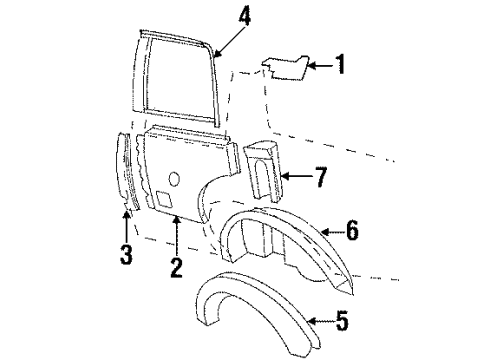 1987 Buick Electra Outer Wheelhouse, Passenger Side Diagram for 20731506