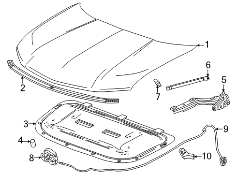 2025 Chevy Equinox EV Hood & Components Diagram