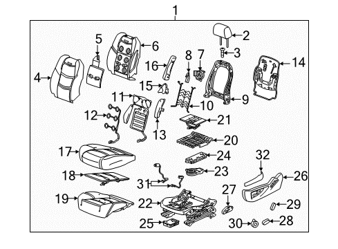 2015 Chevy Tahoe Seat Back Cover, Black, Front Diagram for 84017588
