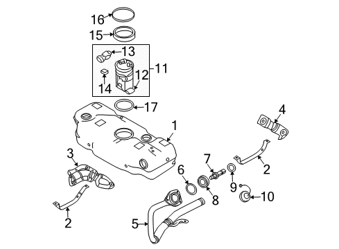2009 Chevy Aveo Filler Neck Diagram for 96985959