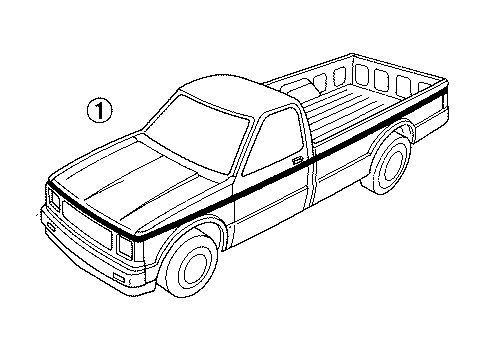 1991 GMC Sonoma Stripe Tape, Silver, Outer Diagram for 15591213