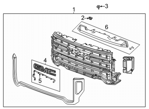 2020 GMC Sierra 2500 HD Grille & Components Diagram 3 - Thumbnail