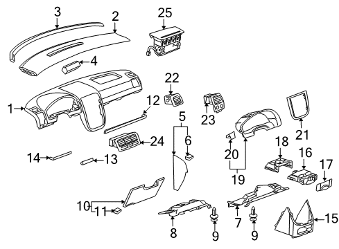 2006 Pontiac Montana Instrument Panel Components Diagram